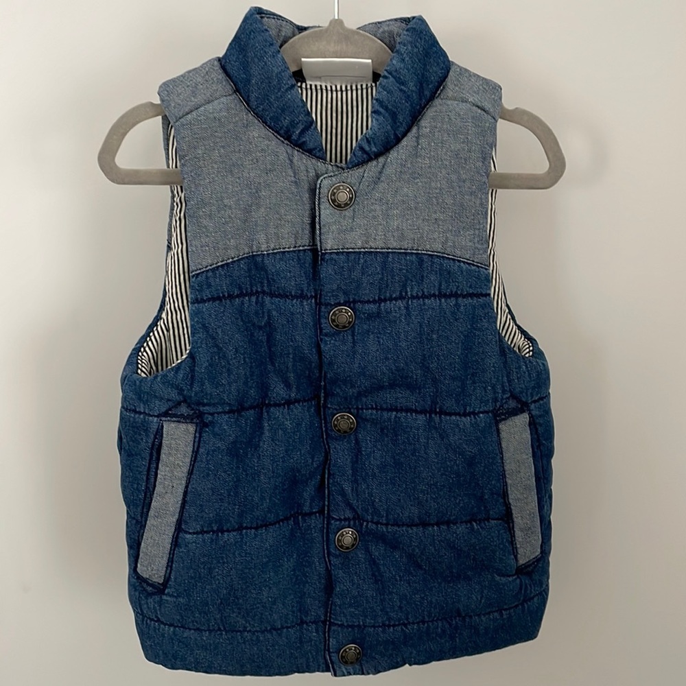 Hanna Andersson Denim Puffer Vest - size 80 (2T); perfect condition!